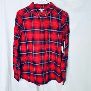 Goodthreads Women's Red Flannel Shirt Tunic New M